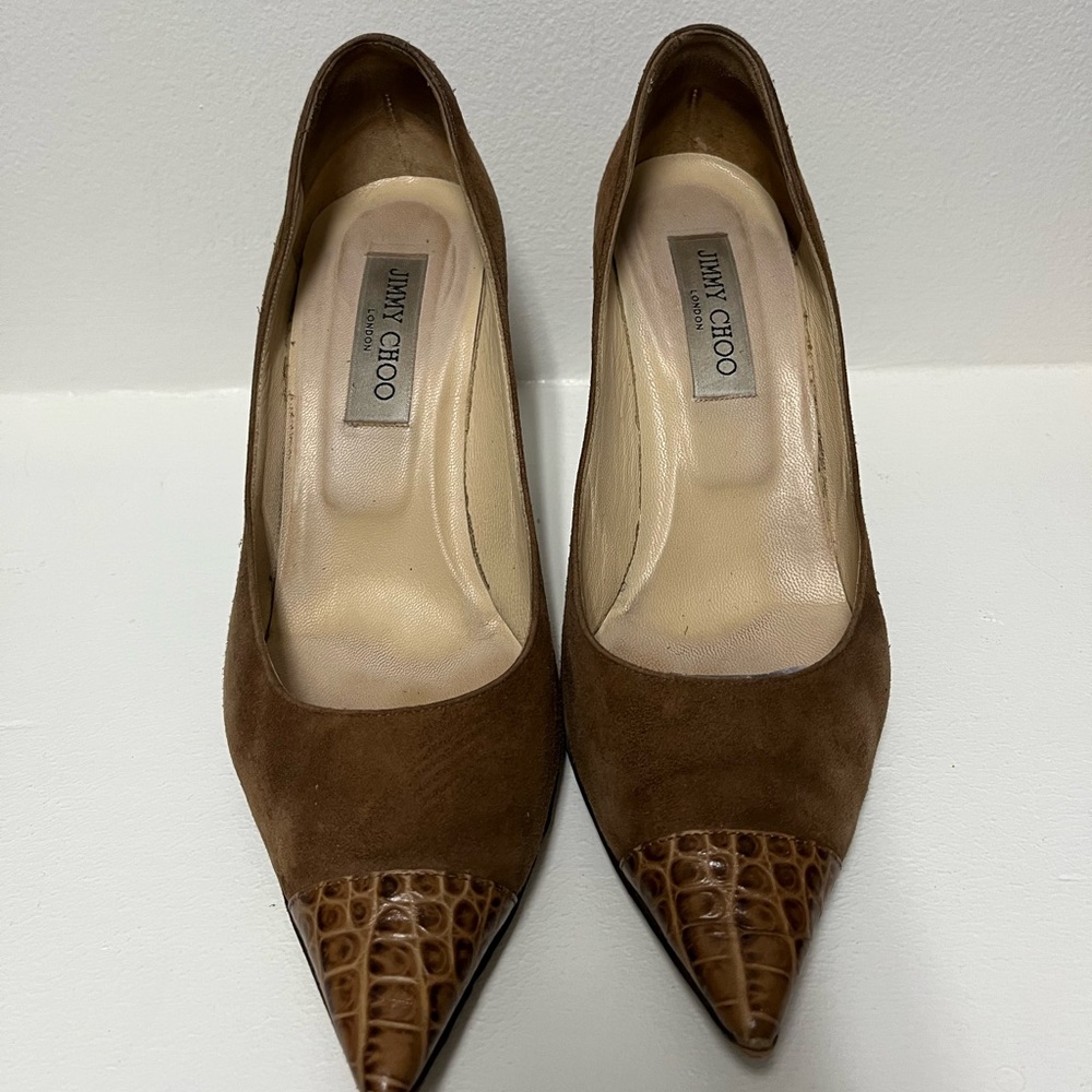 Jimmy Choo Brown Suede Heels - Picture 2 of 13